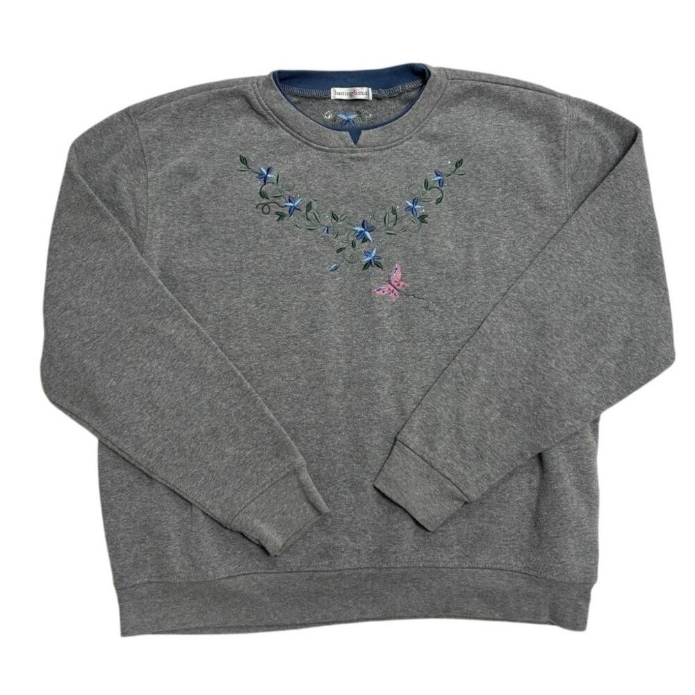 Vintage Hastings & Smith Embroidered Crewneck 🌸 80s/90s Floral • Fits L/XL